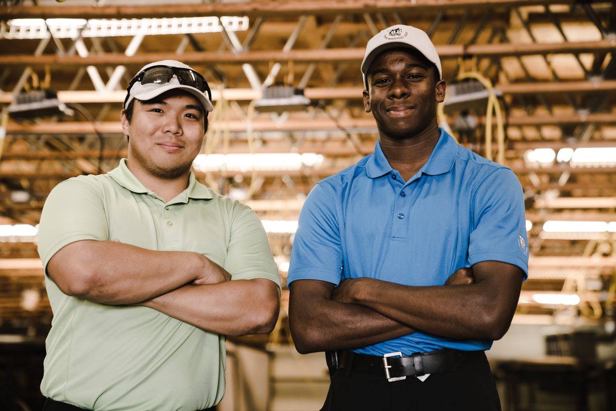 Warehouse team members at work